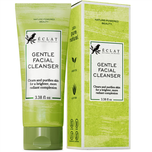 - Gentle Facial Cleanser | Green Tea Face Wash + Aloe Vera | Vitamin C & E | All Natural Face Wash -