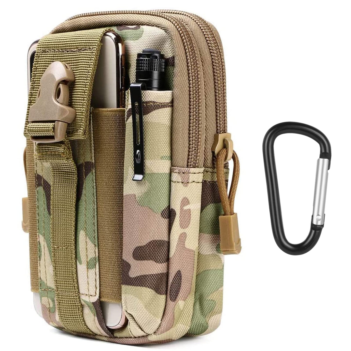 - flintronic Tactical Waist Bags | Universal Outdoor Waist Bag | Molle EDC Pouch + Outdoor Hook | Utility Gadget Waist Bag with Cell Phone Holster for Sports, Hiking, Camping, Traveling (CP Camouflage) -