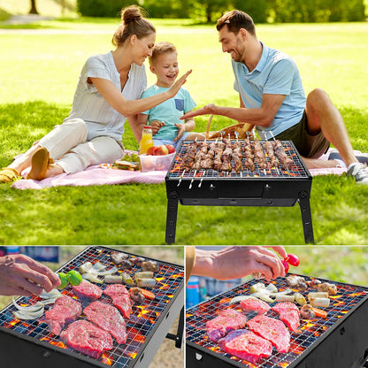 BBQ Barbecue Grill, Portable Foldable Charcoal Grill for Outdoor, Stainless Steel BBQ Tabletop Smoker for Picnic, Garden, Terrace, Camping, Travel, Hiking