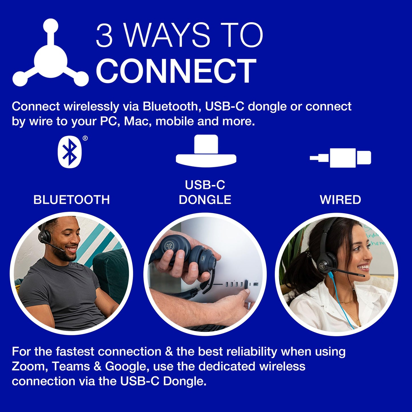 -JLab Go Work 2nd Gen Wireless Headsets with Microphone | 55+H Bluetooth Computer Headset or USB C Dongle | Multipoint Connect |On Ear Wired or Wireless Office PC Laptop Headphones -