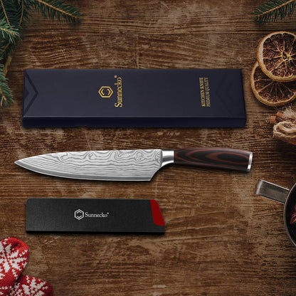 - Sunnecko Chef Knife 8 inch | Kitchen Knife with Sharp High Carbon Stainless Steel Blade -