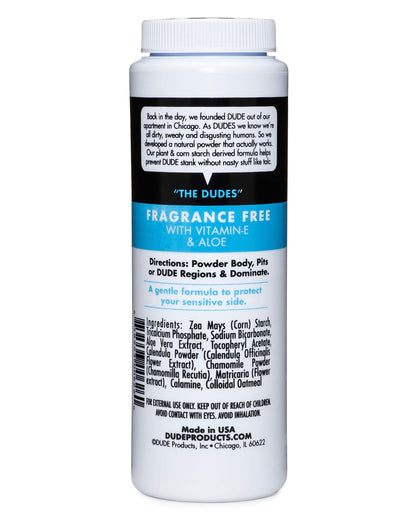 - DUDE Body Powder | Fragrance Free 4 Ounce Bottle Natural Deodorizers -