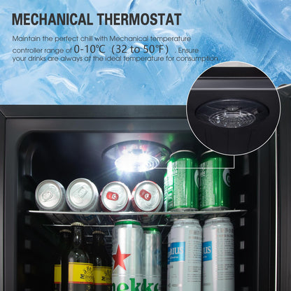 - HCK Beer Fridge | 115L Freestanding Beverage Fridge | Dual-Glazed Glass Door -
