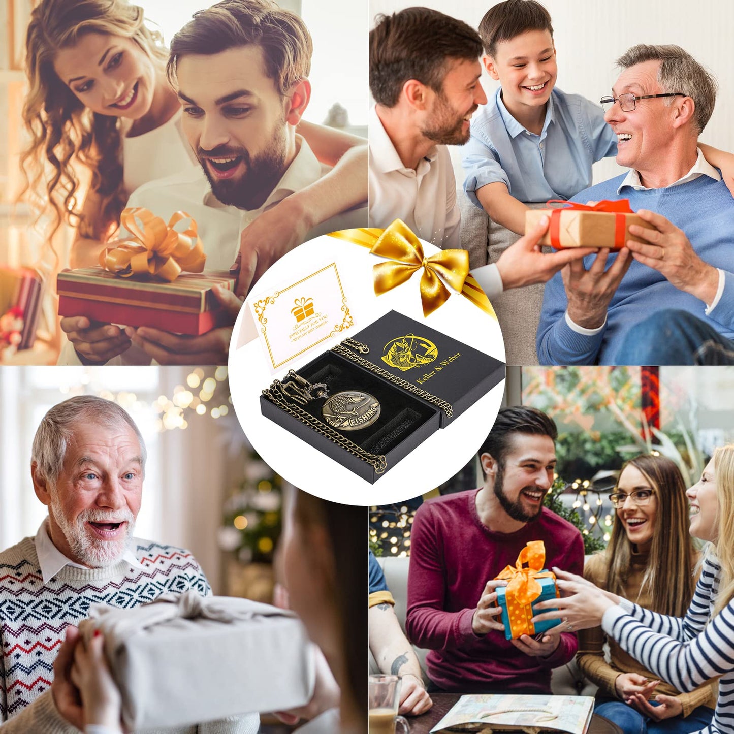 - Keller & Weber Vintage Fishing Pocket Watches for Men | FOB Pocket Watch with Chain -