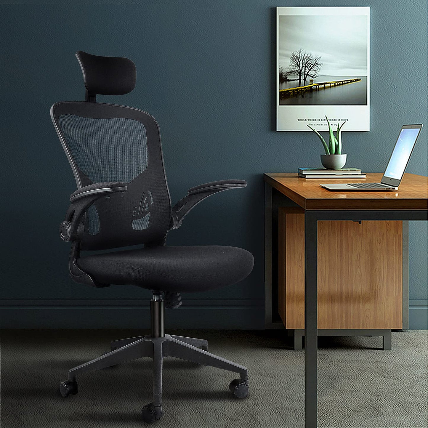 - JAJALUYA Office Chair | Mesh Computer Chair | Adjustable Headrest | Lumbar Support -
