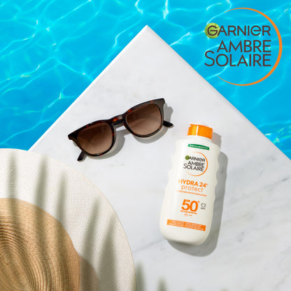 - Garnier Ambre Solaire Hydra 24 Hour Protect Lotion | Water Resistant Sunscreen -