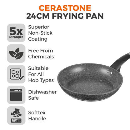- Tower Cerastone T81232 Forged Frying Pan | Non-Stick Coating | Soft Touch Handles -