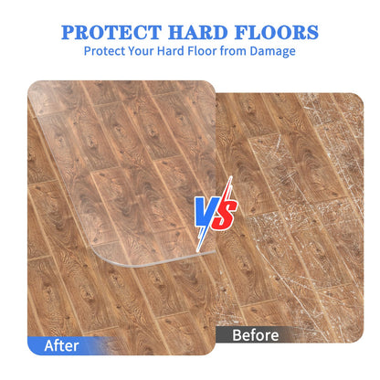 - WASJOYE Chair Mat for Hard Floor Office Chair Mat Desks Mats Large 90 * 120cm,Transparent Clear PVC Floor Protector
