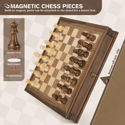 - Peradix Magnetic Wooden Chess Set | 32.5 x 32.5 cm | Chess Board Game with 2 Built-in Storage Drawers -