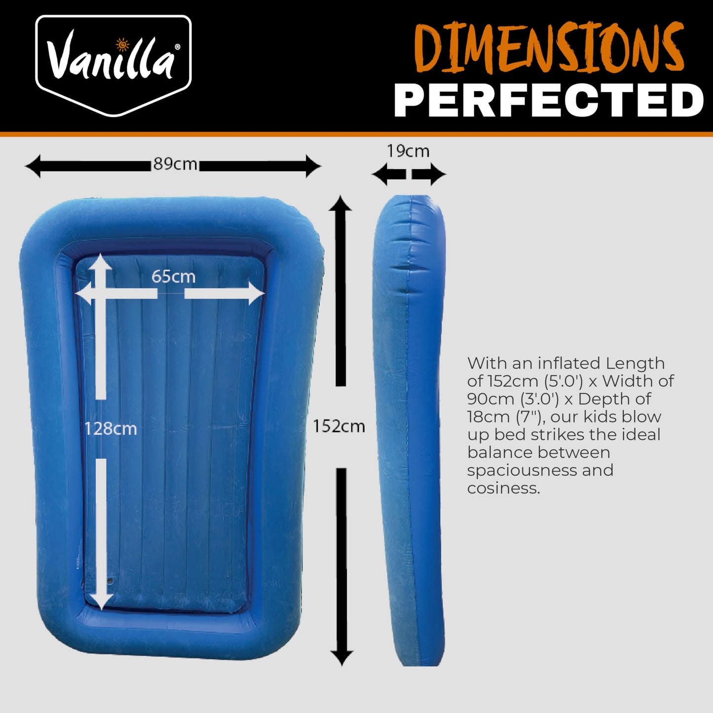 - Vanilla Leisure Kids Airbed - Portable & Inflatable Kids Travel Bed - Children's Camping Air Beds -