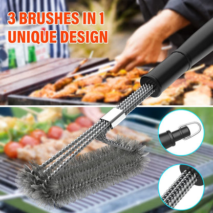 BBQ Brush 45cm Heavy Duty Grill Brush Long Handle BBQ Cleaning Kit for BBQ Grill