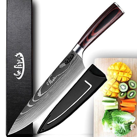 - GoFire Chef Knife 8 Inch Ultra Sharp Chefs Knife | Blade High Carbon Stainless Steel Kitchen Knife -