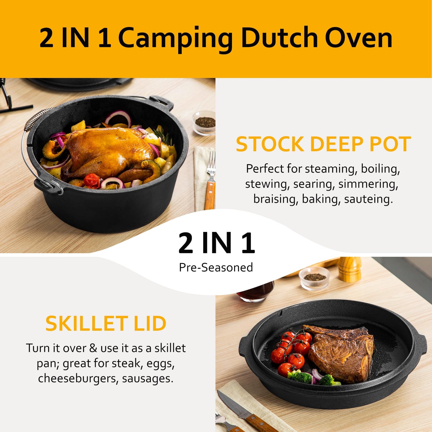 - Velaze Cast Iron Pot with Lid -
