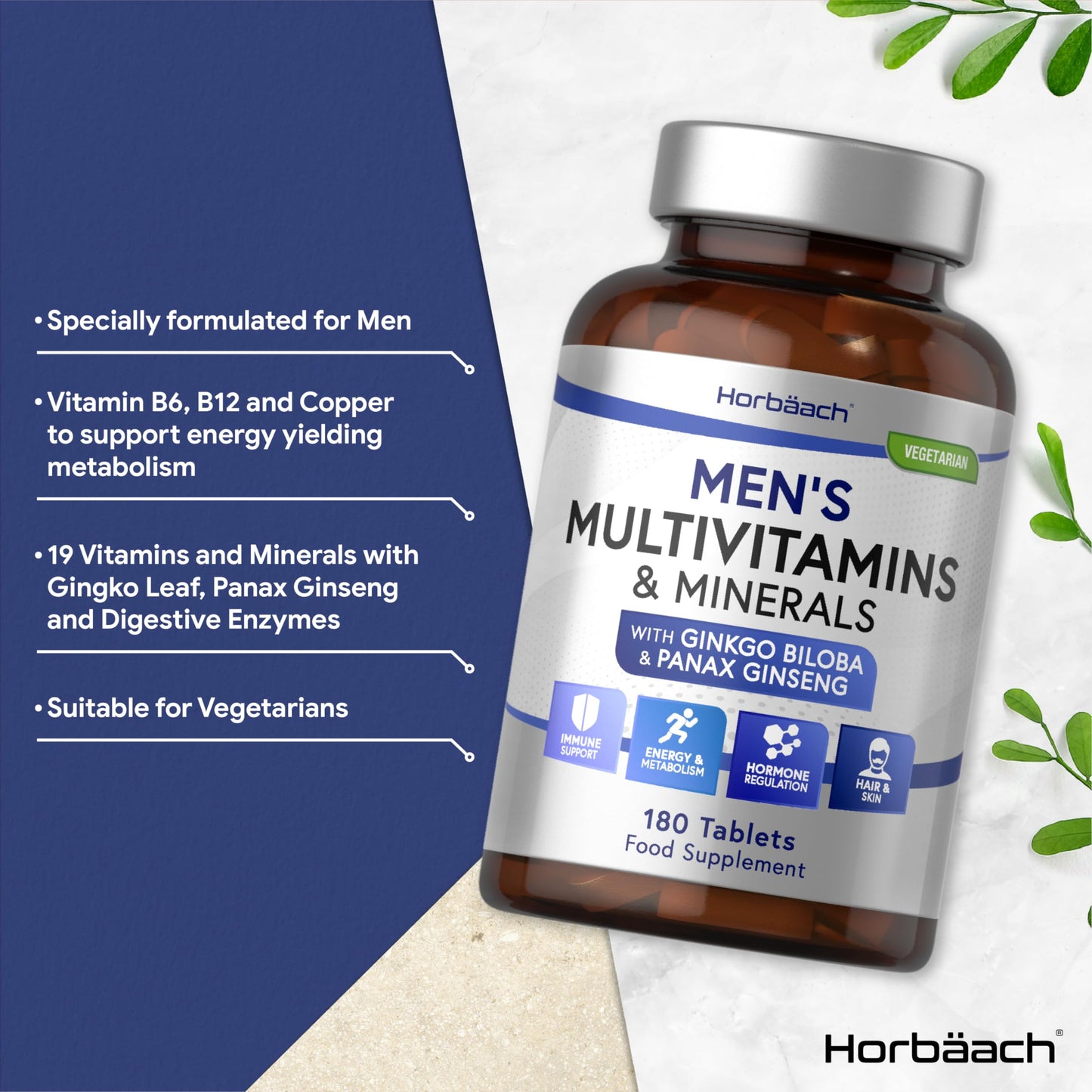 - Multivitamin Tablets for Men | 180 Count | 34 Essential Nutrients -