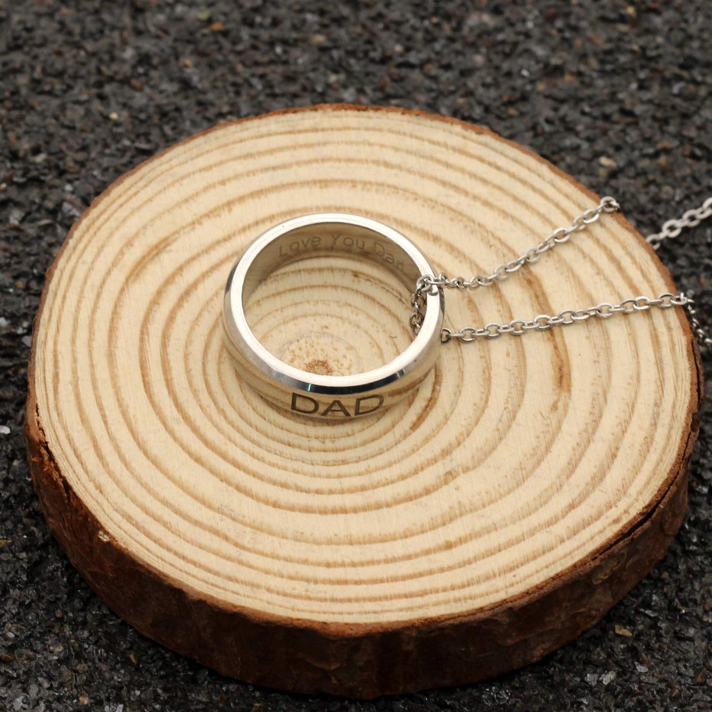 - YONGHUI Mens Personalised Adjustable Stainless Steel Ring Necklace Jewellery For Dad