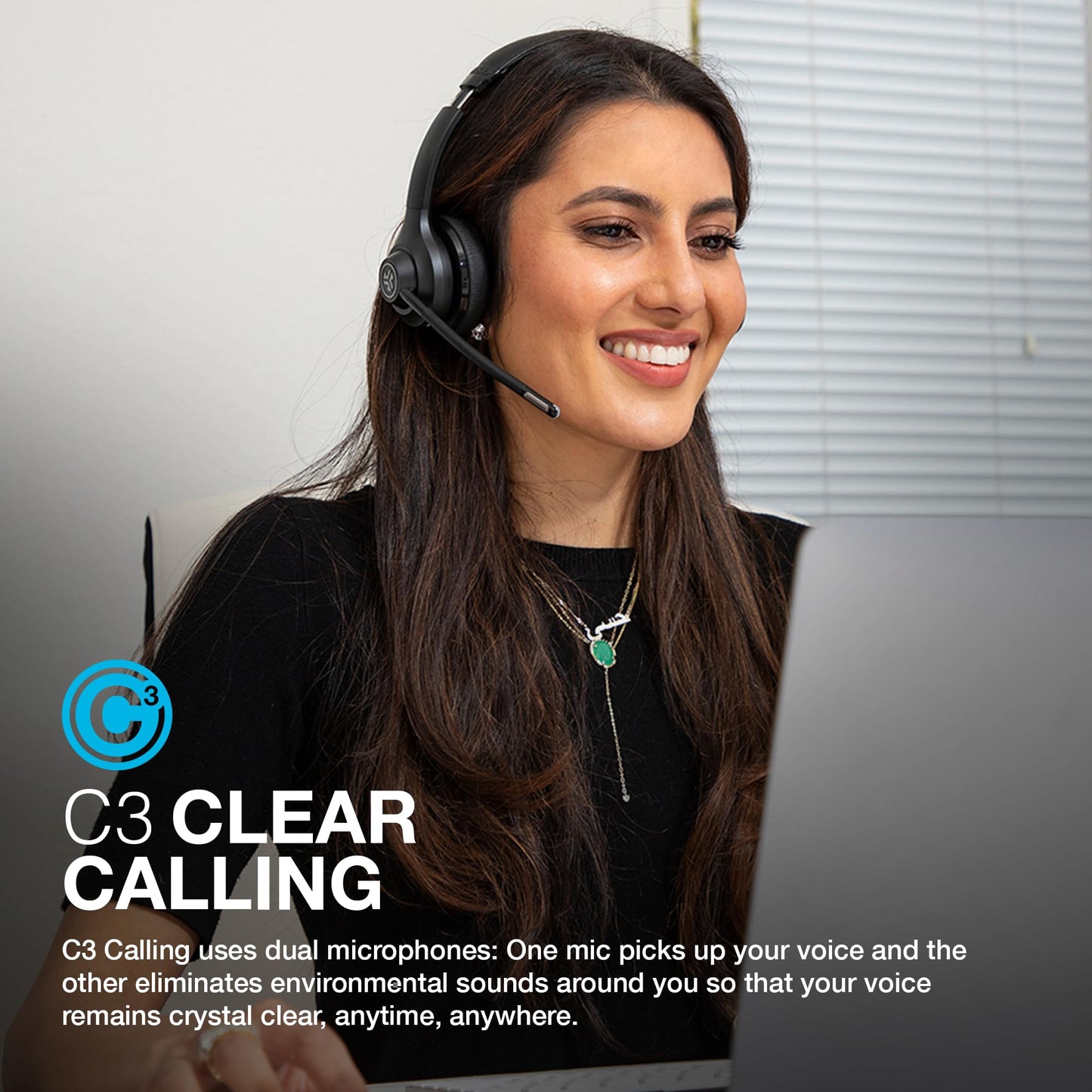 -JLab Go Work 2nd Gen Wireless Headsets with Microphone | 55+H Bluetooth Computer Headset or USB C Dongle | Multipoint Connect |On Ear Wired or Wireless Office PC Laptop Headphones -