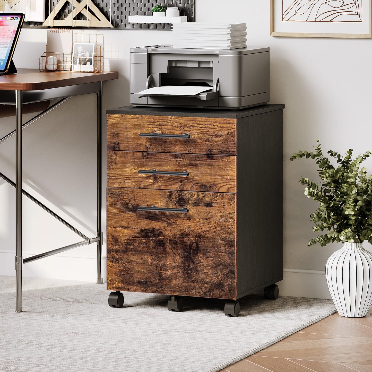 - HOOBRO Filing Cabinet | 3-Drawer File Cabinet | Office Cabinet for Home Office -