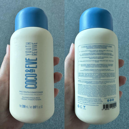 Coco & Eve Pro Youth Shampoo & Conditioner. For Strength, Shine, Volume and Healthy Scalp. With Honey, Retinol, Prebiotics. (280 ml)
