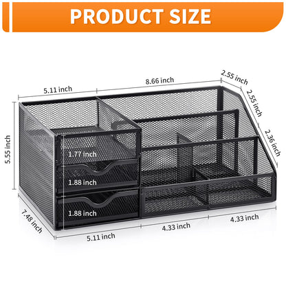 - Marbrasse Mesh Desk Organizer with Drawers |  Multifunctional Desk Organizers and Accessories with 6 compartments -