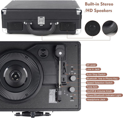 - DIGITNOW!Three Speeds Turntable Retro Record Player with Built-in Stereo Speakers -