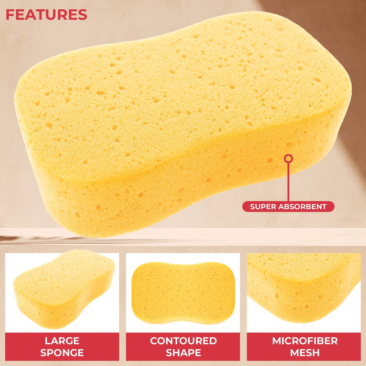 - GADLANE Jumbo Car Wash Sponges 3 Pack | Super Absorbent Car Sponge Set | Pack of 3 -