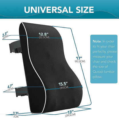 - QUTOOL Lumbar Support Pillow | Office Chair Car Memory Foam Back Cushion -