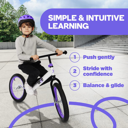 Bixe Aluminum Balance Bike for 5-9 Year Old Toddlers - 16 inch or 40.6 cm Wheels - No Pedal Kids' Training Bikes - Lightweight Bicycle for 5+ Boy or Girl - Purple