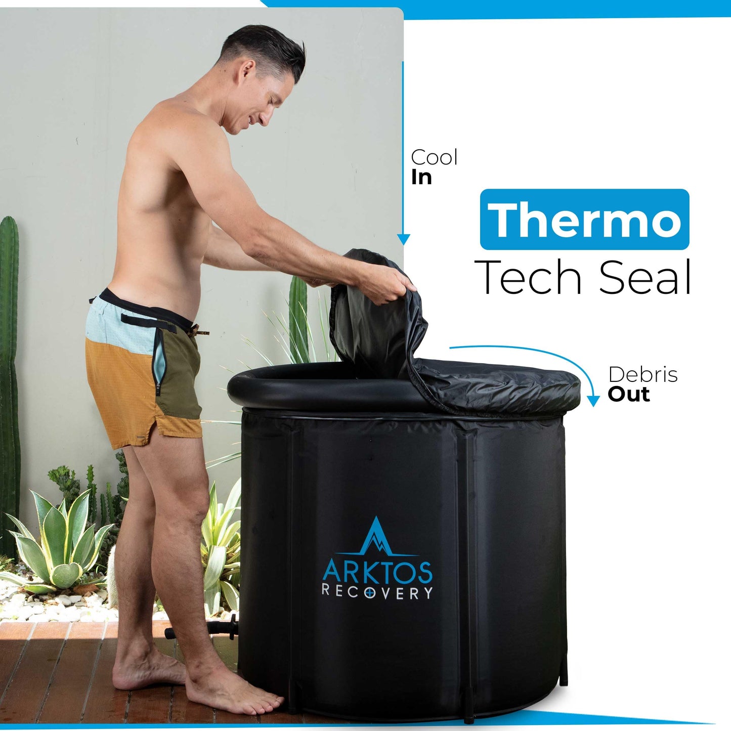 Artkos Ice Bath - Ice Bath Thermometer - Cold Water Therapy Tub with a Fantastic Capacity of 370L -Cold Plunge Tub with Three Ice Pack Insertion Pockets for Consistent Cooling - Ice Bath Outdoor