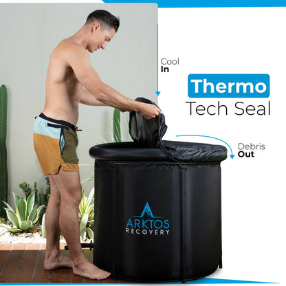 Artkos Ice Bath - Ice Bath Thermometer - Cold Water Therapy Tub with a Fantastic Capacity of 370L -Cold Plunge Tub with Three Ice Pack Insertion Pockets for Consistent Cooling - Ice Bath Outdoor