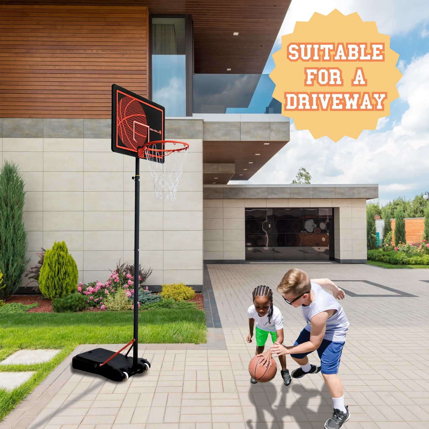 Bee-Ball BB-05 Adjustable Basketball Hoop (Basketball Stand) (5.2 ft -6.8 ft)