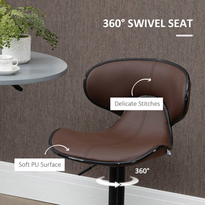 - HOMCOM Adjustable Swivel Bar Stools Set of 2 | Barstools with Footrest and Backrest -