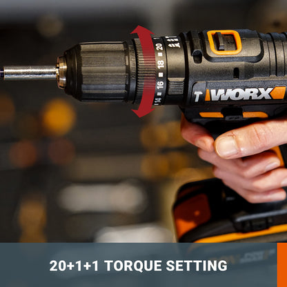 - Worx WX370.1 PowerShare 20V Cordless Combi Hammer Drill Kit with 2 Batteries
