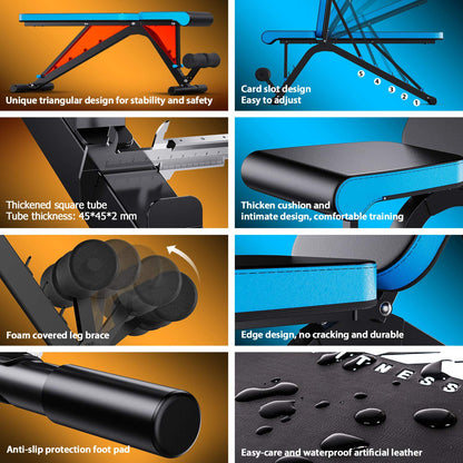 - JX FITNESS Adjustable Weight Bench | Incline Decline | Flat Workout Bench -