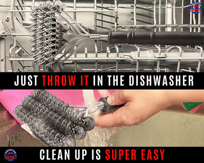 American BBQ Grill Cleaning Brush - Premium Barbecue Cleaner and Scraper Accessories - Best and Safe Grate Kit - Suitable For All Grilling Tools Including Gas, Charcoal - 10 Year Warranty