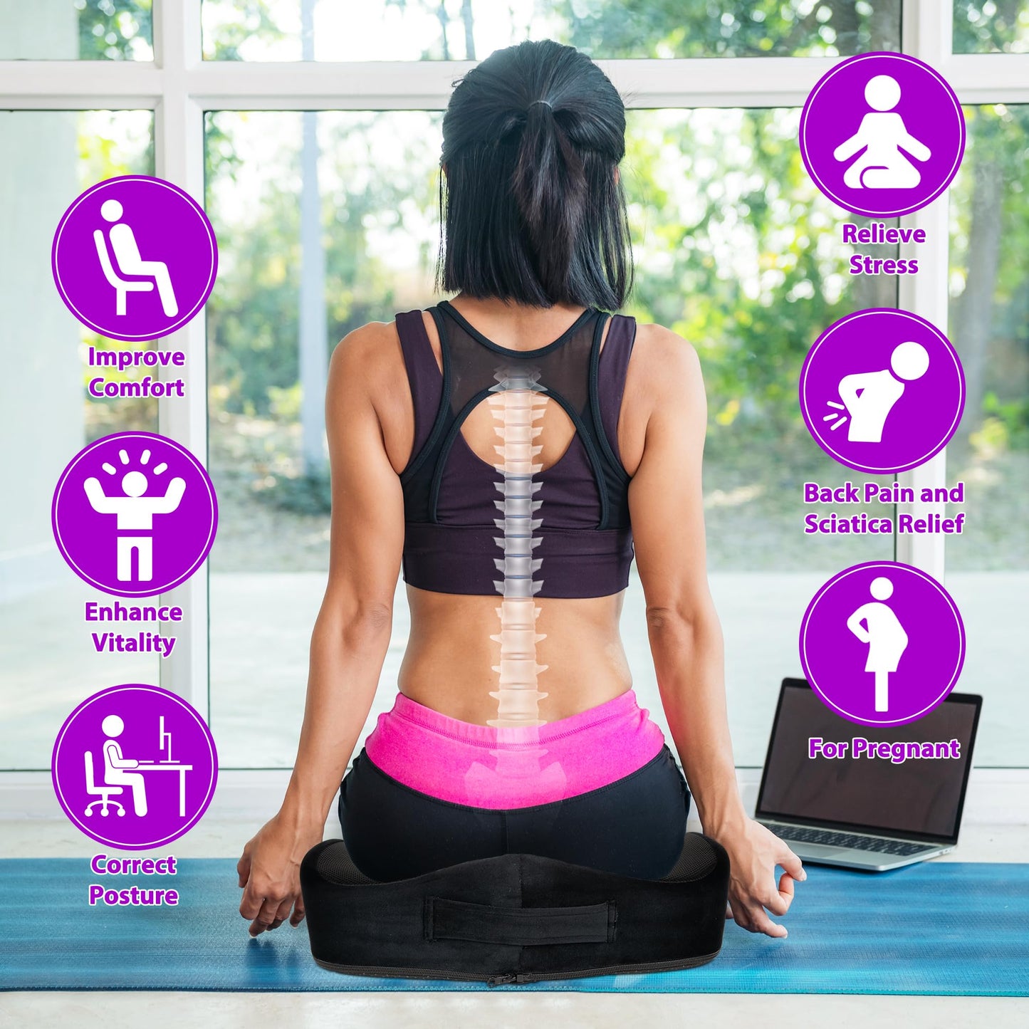 - ErgoRelief Gel-Infused Memory Foam Seat Cushion -