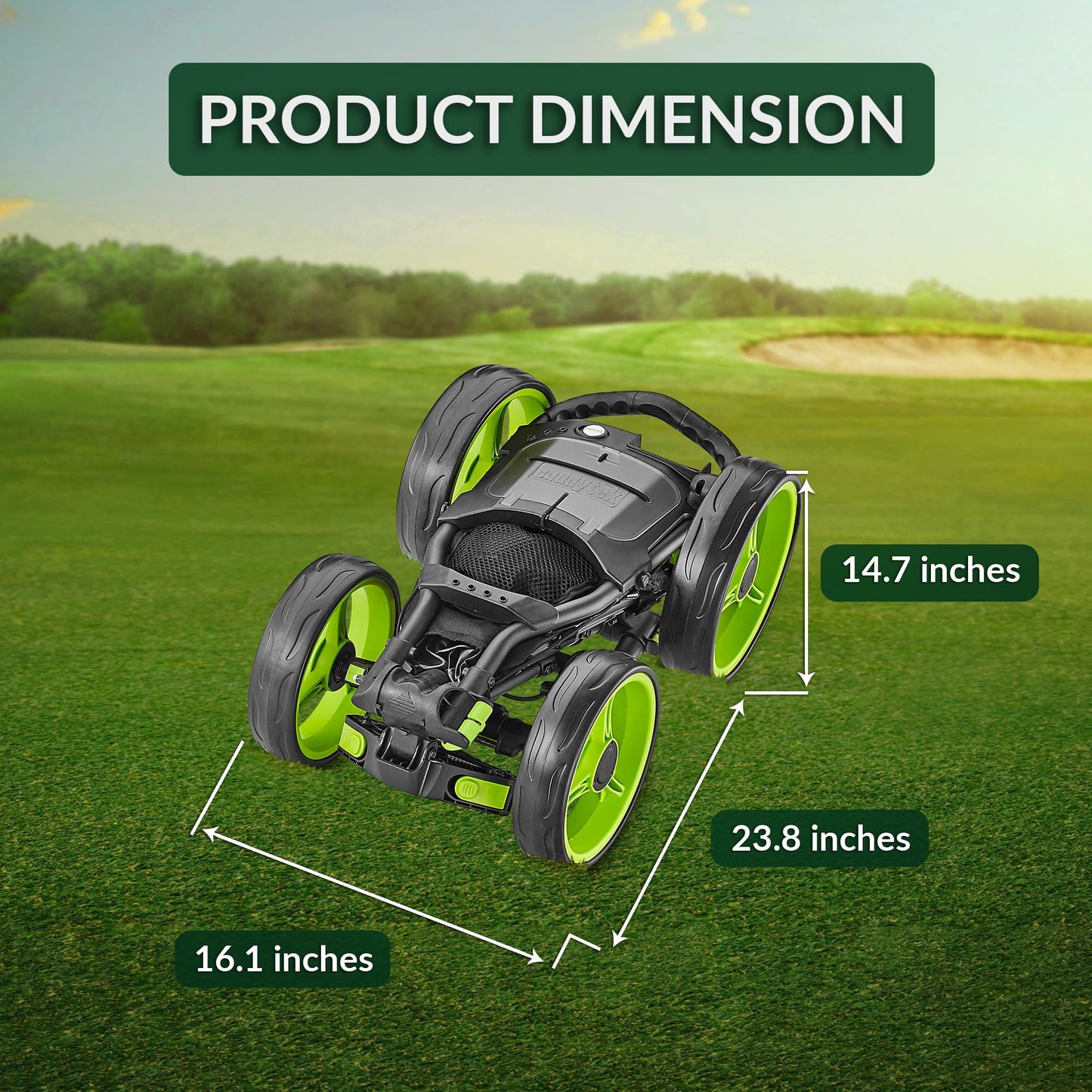 Caddytek 4 Wheel Golf Push Cart - Compact, Lightweight, Close Folding Push Pull Caddy Cart Trolley - Explorer V8, lime, one size