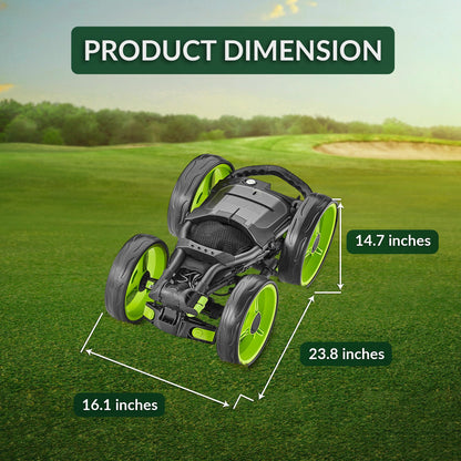 Caddytek 4 Wheel Golf Push Cart - Compact, Lightweight, Close Folding Push Pull Caddy Cart Trolley - Explorer V8, lime, one size