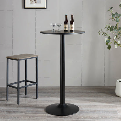 - Panana Black Round Bar Table | Counter Bistro Pub Table | 60CM Top 104CM Height -