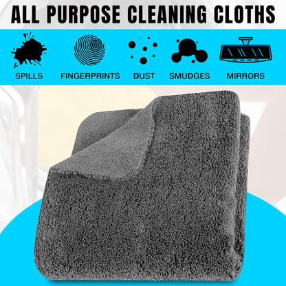 - Towelogy® Microfibre Cleaning Cloths Grey | Large Thick Ultra Absorbent Multipurpose -