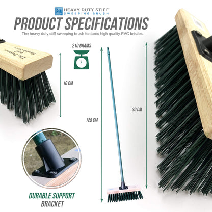 11.5" Sweeping Brush Outdoor Broom − Garden Heavy Duty Yard with Stiff PVC Bristles and 120cm Metal Handle