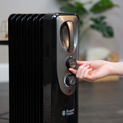 - Russell Hobbs 1500W/1.5KW Oil Filled Radiator | 7 Fin Portable Electric Heater -