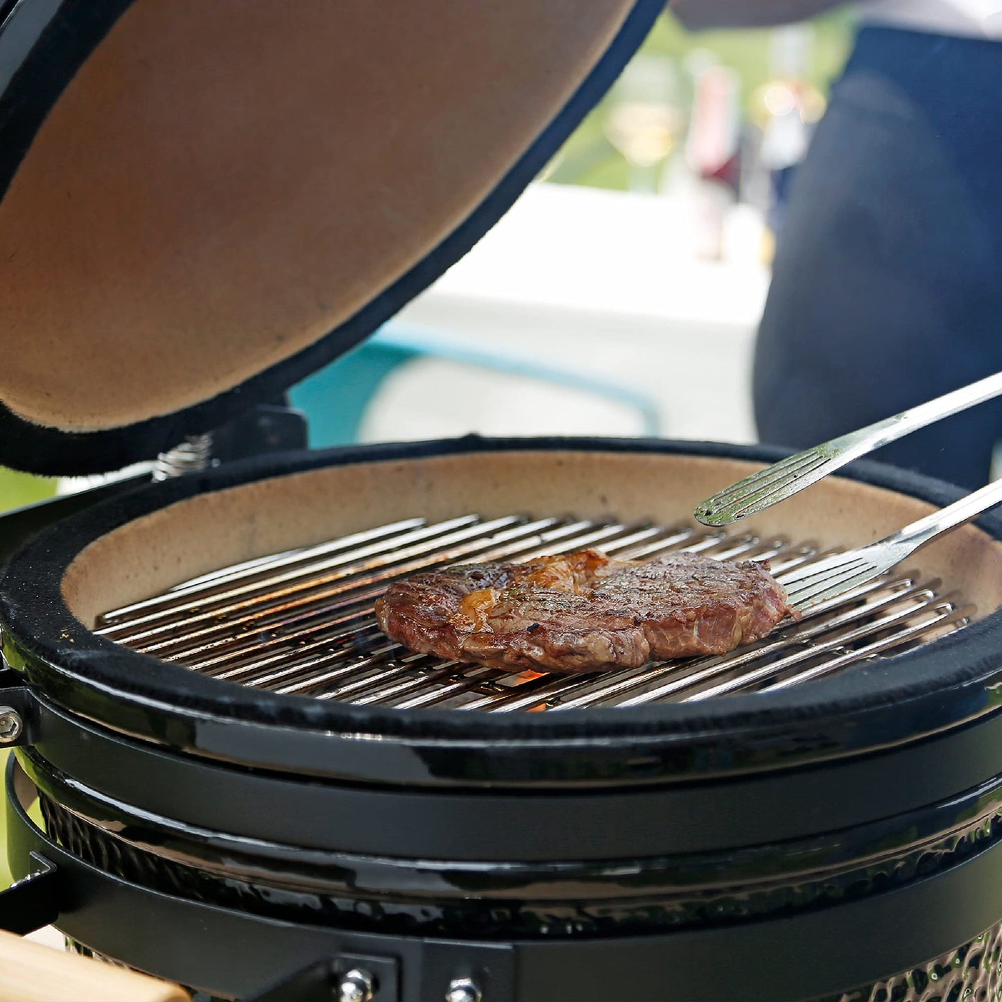 - Fresh Grills Ceramic BBQ Grill | Mini Kamado BBQ Oven | Barbecue Grill and Charcoal Smoker with Stand -