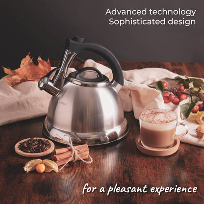 - Pykal Whistling Tea Kettle for Stove Top | 2.8l | Stainless Steel iCool Handle Tea Pot -