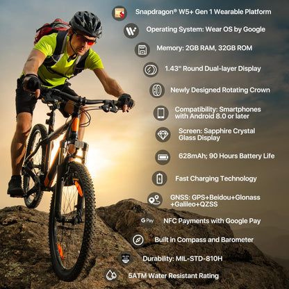 - TicWatch Pro 5 Enduro Smartwatch |  1.43" | Android Wear | Smart Watch -
