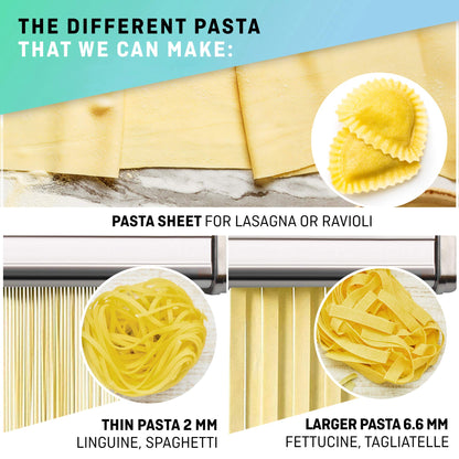 - Manual Pasta Maker with Dryer | Multi-Pasta Stainless Steel Italian Flat Dough Machine -