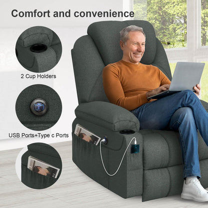- YONISEE Lift chairs recliners for elderly,Recliner Chair with Massage and Heat, Extended Footrest, Heavy Duty Motor Large Recliners for Living Room USB Port, Cup holders, 2 Side Pockets