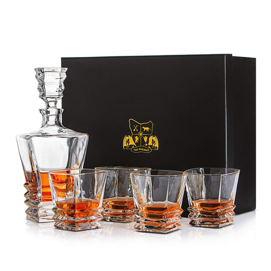 - Van Daemon Crystal Whisky Decanter (750ml) and Set of 4 Whiskey Glasses (300ml) -