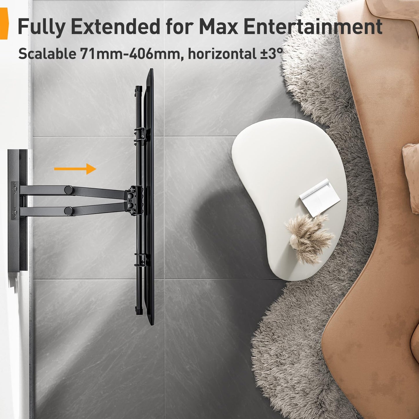 - Perlegear TV Wall Bracket | 37-84 Inch Flat/Curved TVs | 60kg Limit | TV Wall Mount With Dual Arm -