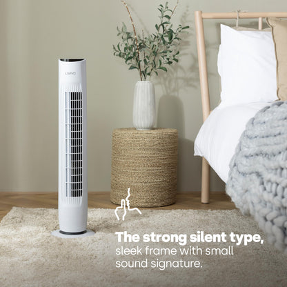 - LIVIVO 32" Tower Fan with Remote | Ultra Slim | Quiet and Powerful | Free Standing -
