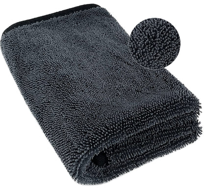 Airlab Microfibre Cloth Extra Large and Thick XXL 90x60cm, Microfibre Car Cleaning Cloths 650GSM, Super Absorbent Car Drying Towel for Car Detailing, Polishing, Cleaning, Wash, Black 24" x 35"